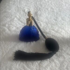 Cobalt Blue Glass Perfume Atomizer with Gold Top